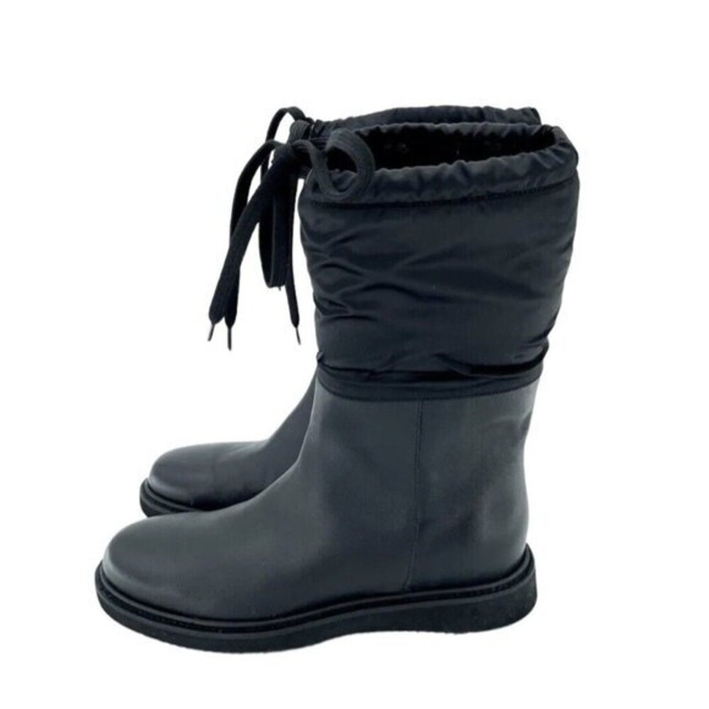 Aquatalia Camillia Nylon Shearling Leather Mid Boot Black Sz 7.5 $595 New